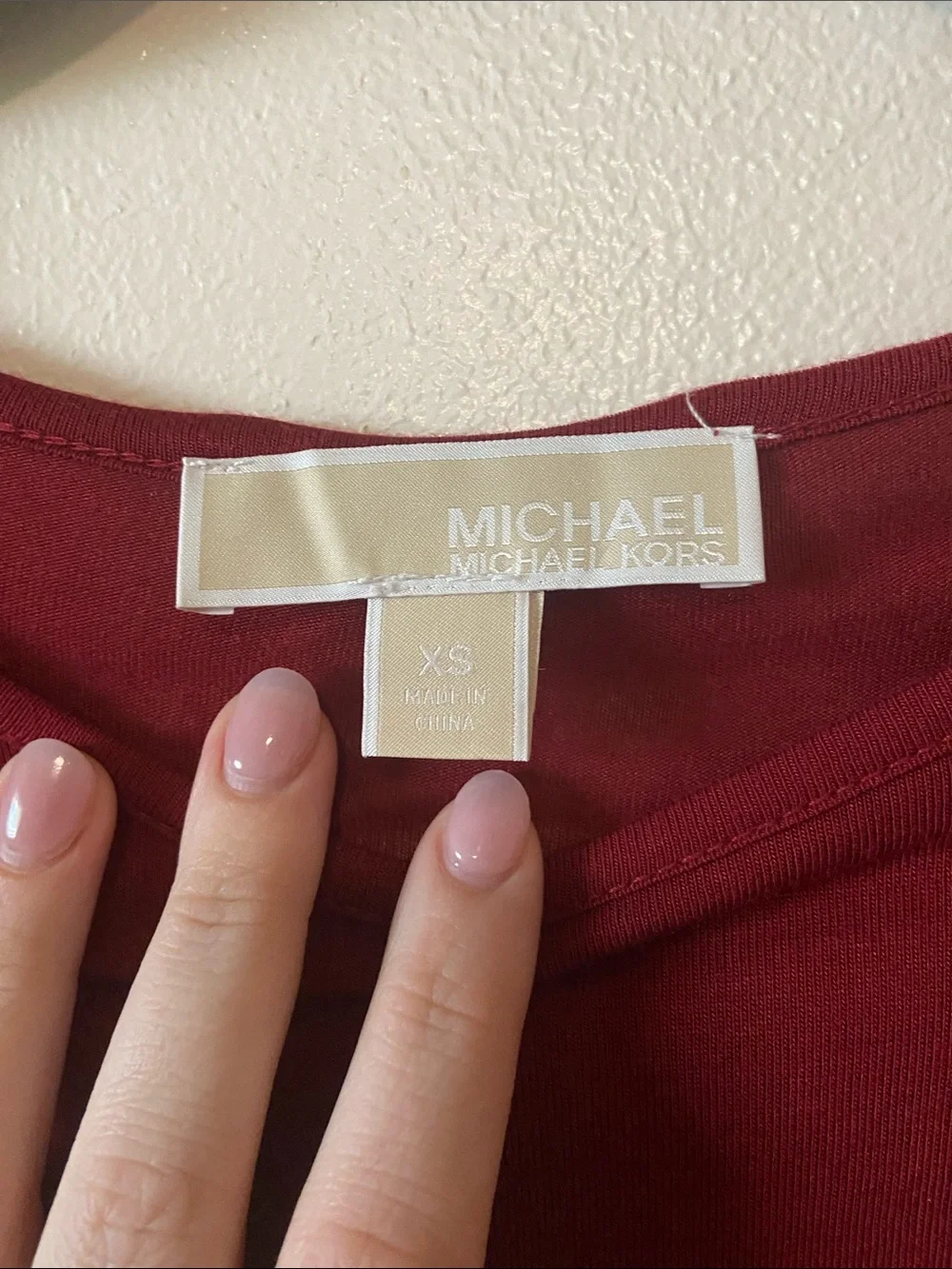 Michael Kors Burgundy Layered Hem Long-Sleeve Top